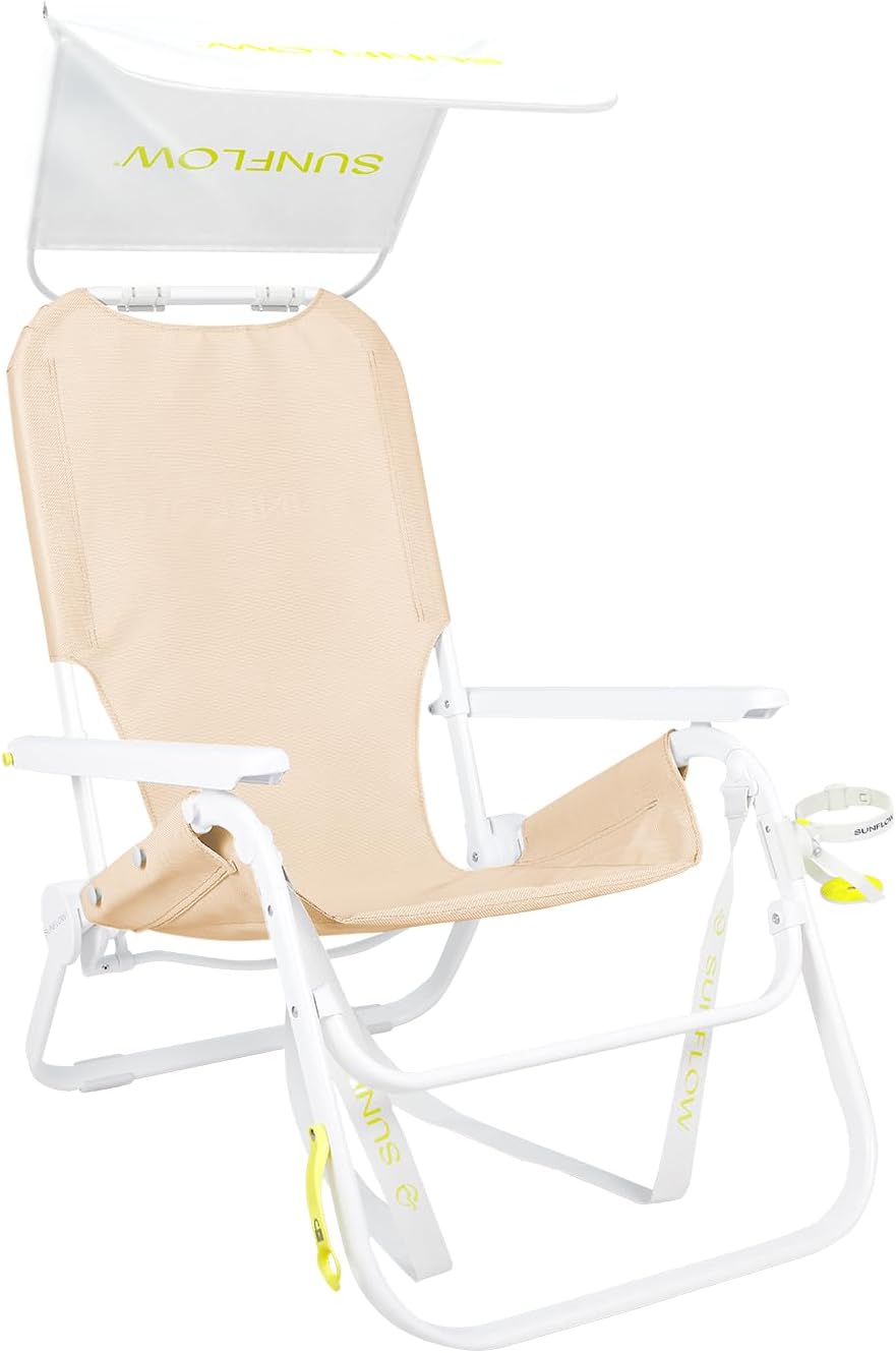 Ultimate 4-in-1 Reclining Beach Chair with UPF 50+ Sunshade & Backpack Straps 🏖️☀️