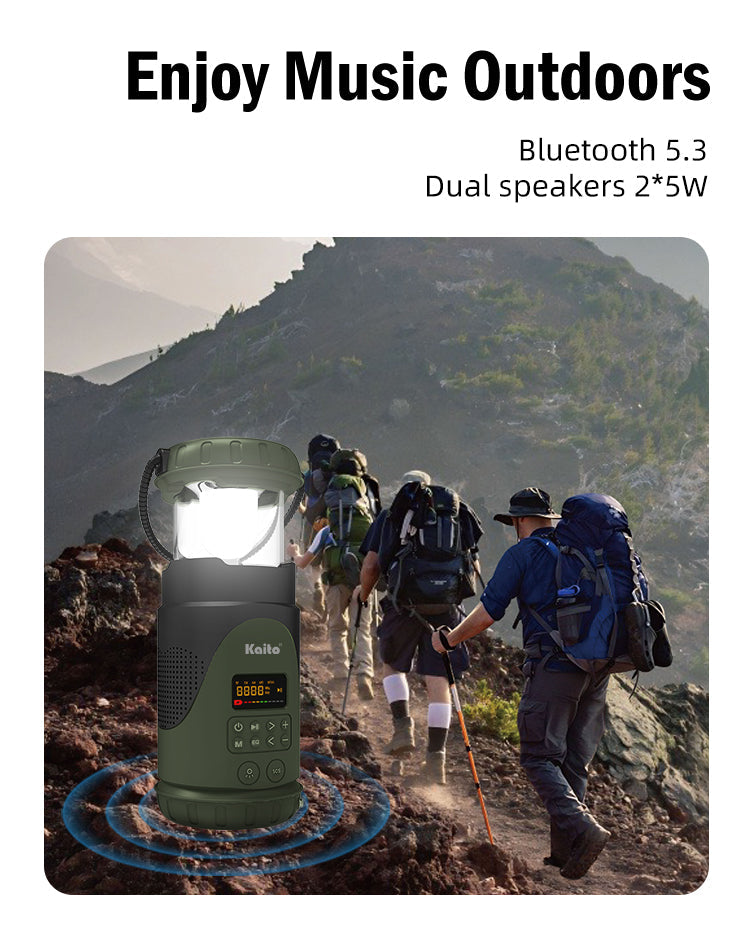 Emergency Camping Lantern & Flashlight, Hand Crank & Solar Powered
