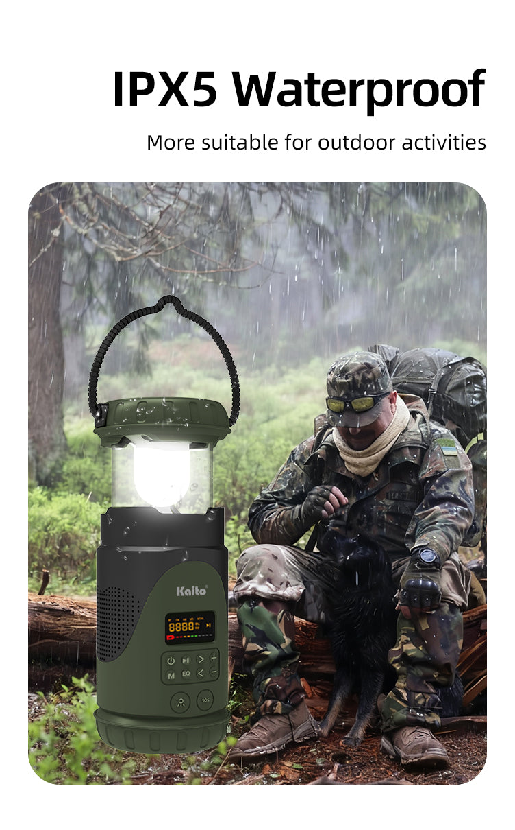 Emergency Camping Lantern & Flashlight, Hand Crank & Solar Powered