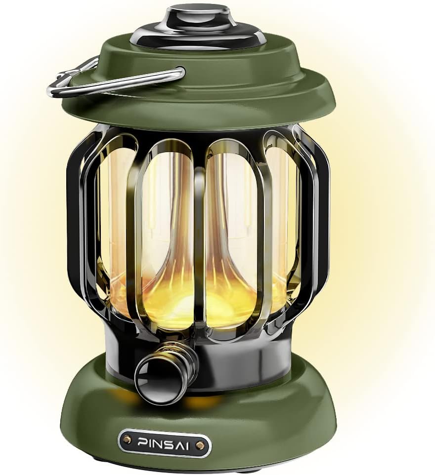 LED Camping Lantern,Rechargeable Retro Metal Camp Light,Battery Powered Hanging Vintage Lamp