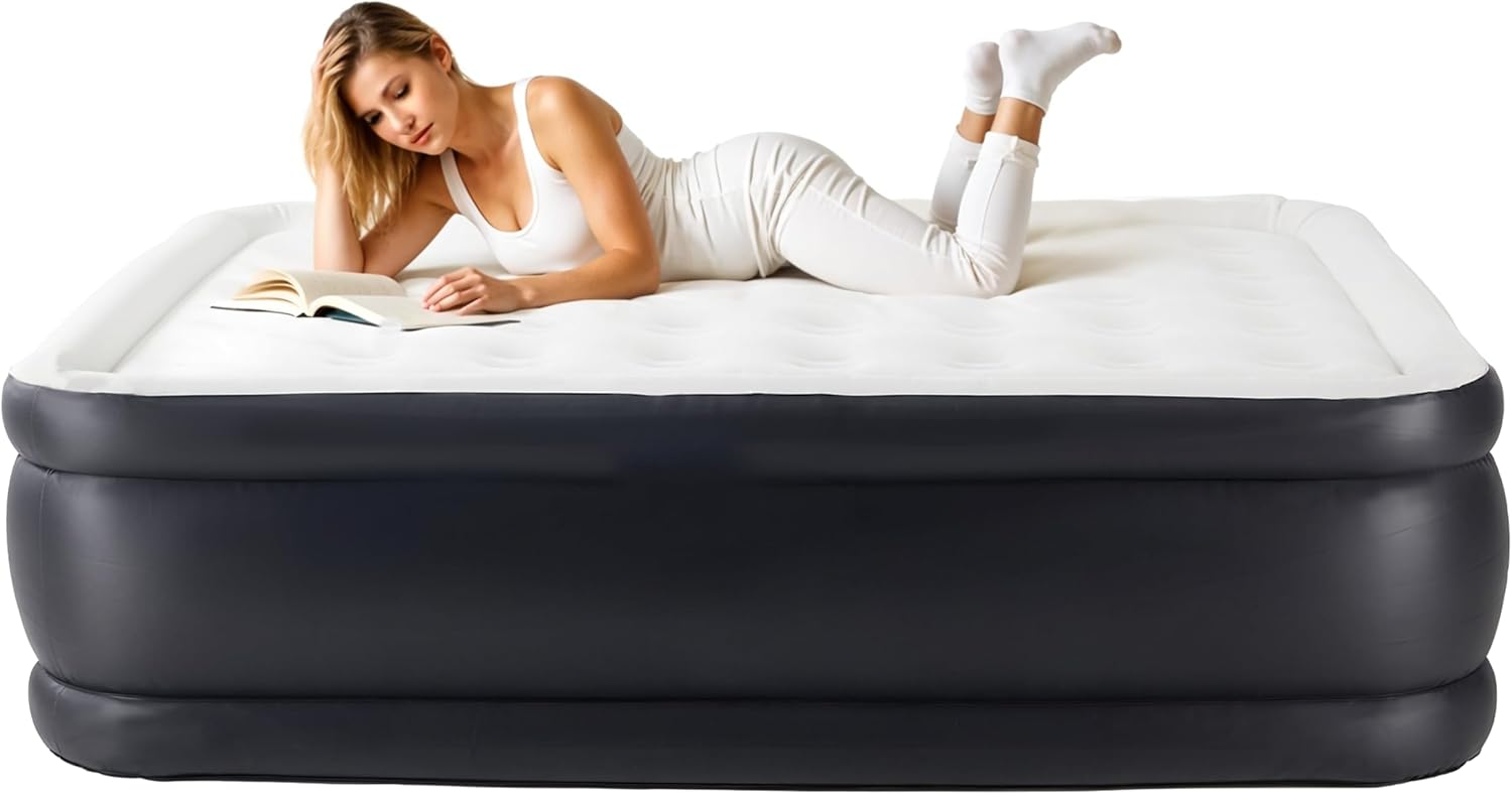 🛏️ Inflatable Mattress with Built-in Pump | Double Height Air Bed | 660 lbs Support