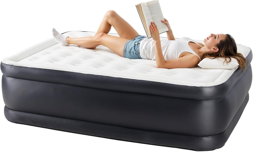 🛏️ Inflatable Mattress with Built-in Pump | Double Height Air Bed | 660 lbs Support