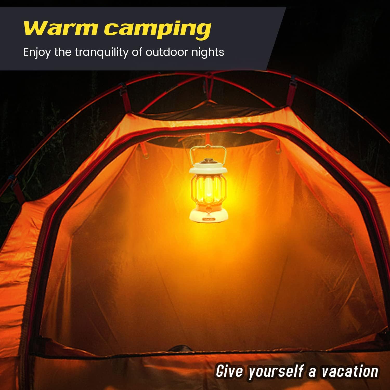 LED Camping Lantern,Rechargeable Retro Metal Camp Light,Battery Powered Hanging Vintage Lamp