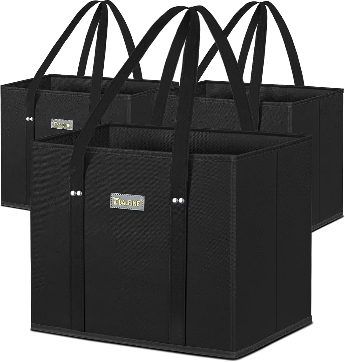 🛍️ Extra Large Reusable Shopping Bags 4-Pack | Foldable Box Tote with Reinforced Bottom