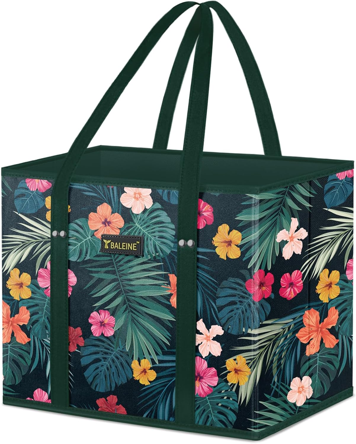 🛍️ Extra Large Reusable Shopping Bags 4-Pack | Foldable Box Tote with Reinforced Bottom