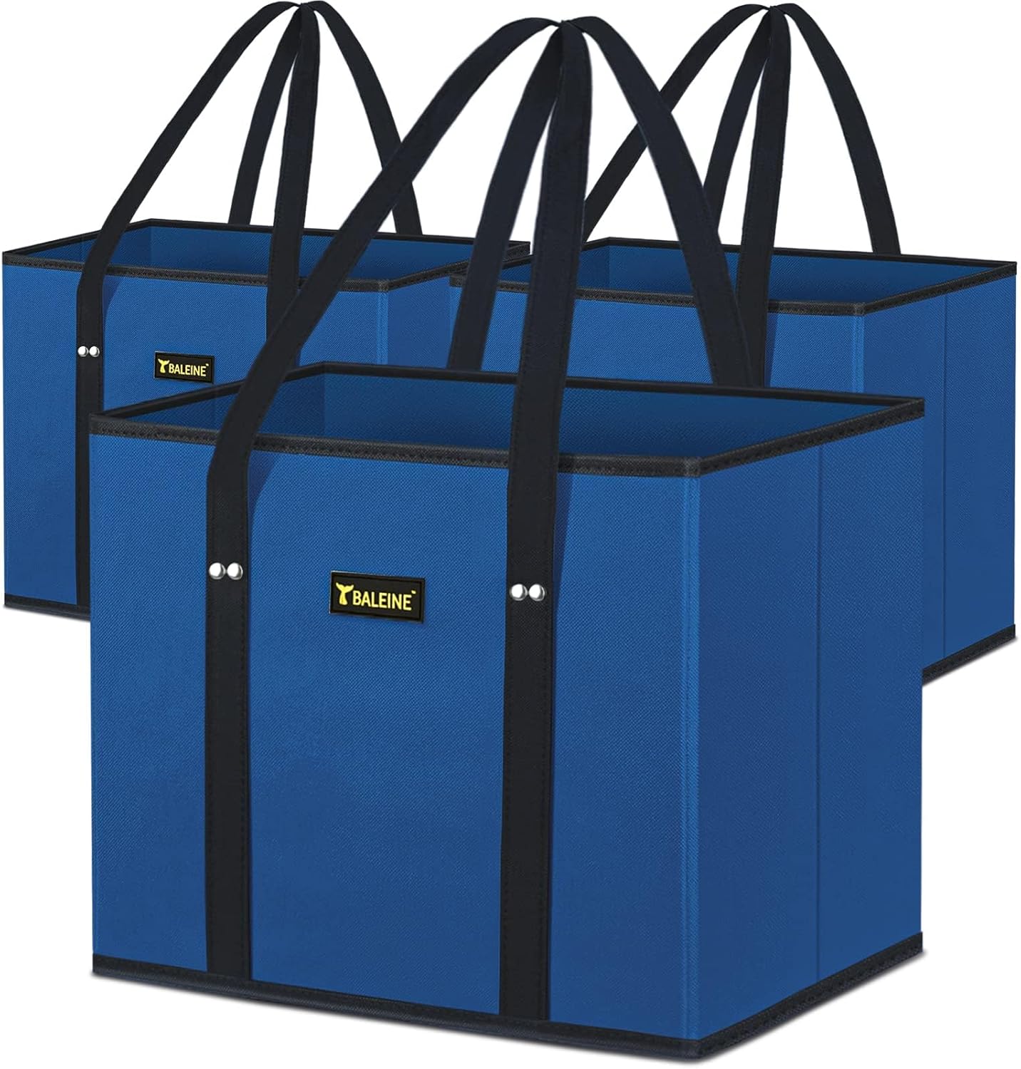 🛍️ Extra Large Reusable Shopping Bags 4-Pack | Foldable Box Tote with Reinforced Bottom