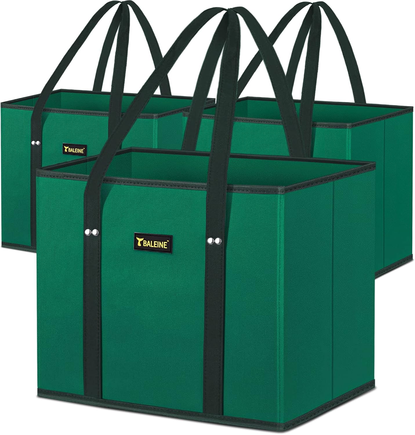 🛍️ Extra Large Reusable Shopping Bags 4-Pack | Foldable Box Tote with Reinforced Bottom