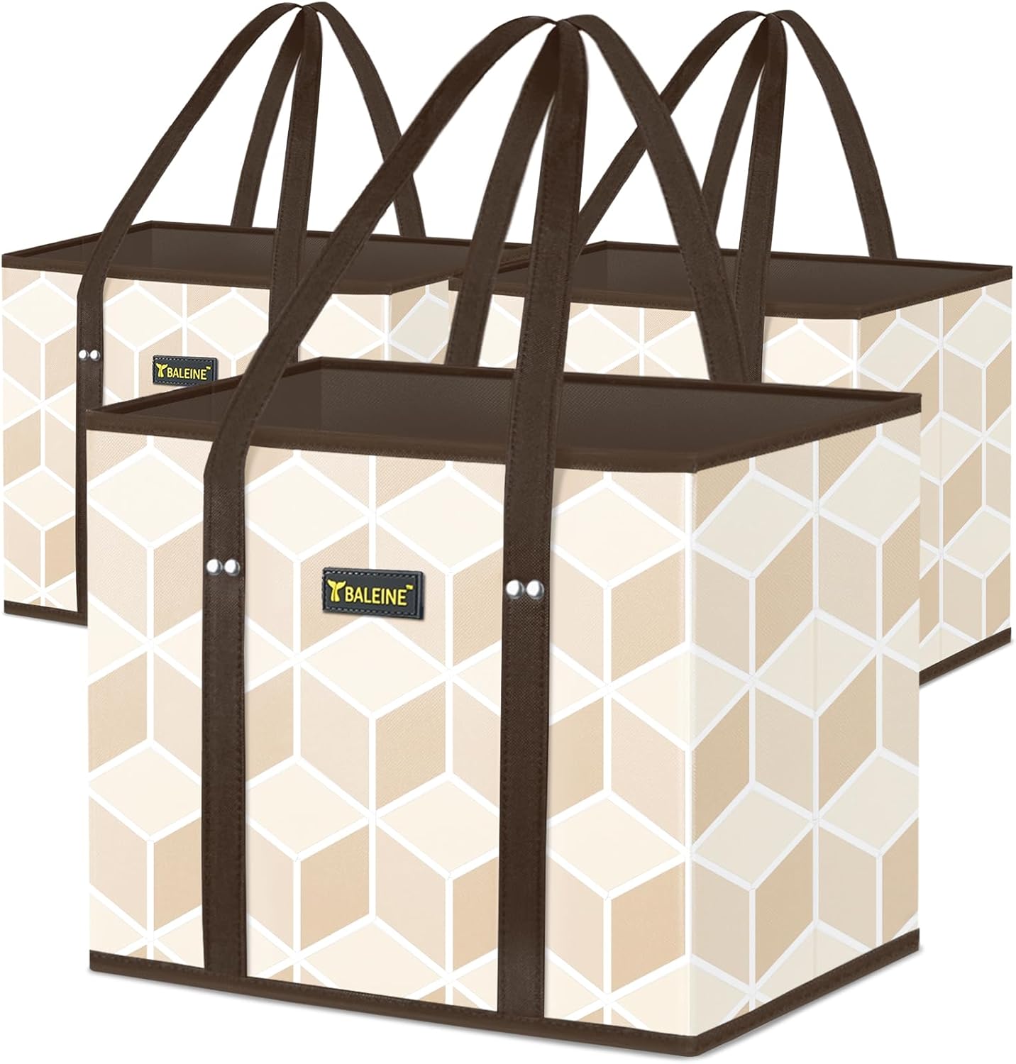 🛍️ Extra Large Reusable Shopping Bags 4-Pack | Foldable Box Tote with Reinforced Bottom