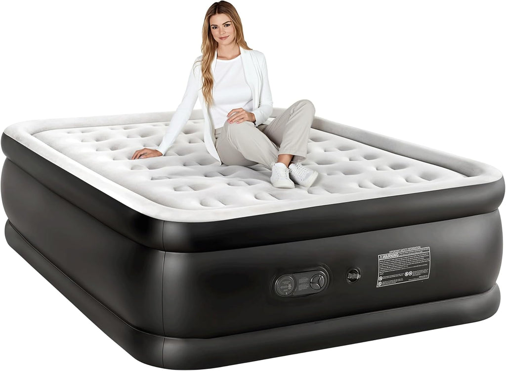 🛏️ Inflatable Mattress with Built-in Pump | Double Height Air Bed | 660 lbs Support