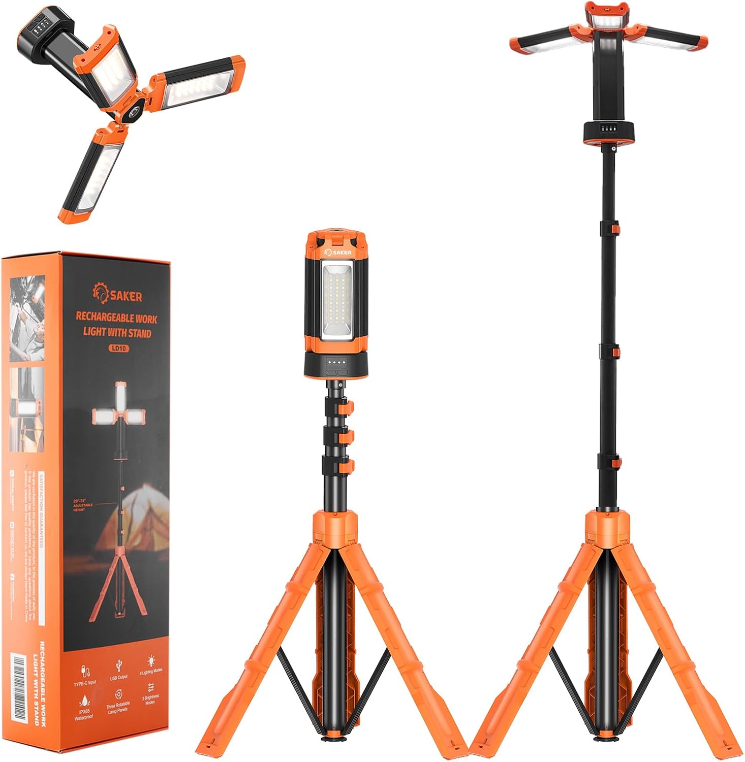 3200LM Portable Camping Light with Tripod - 10,000mAh Rechargeable