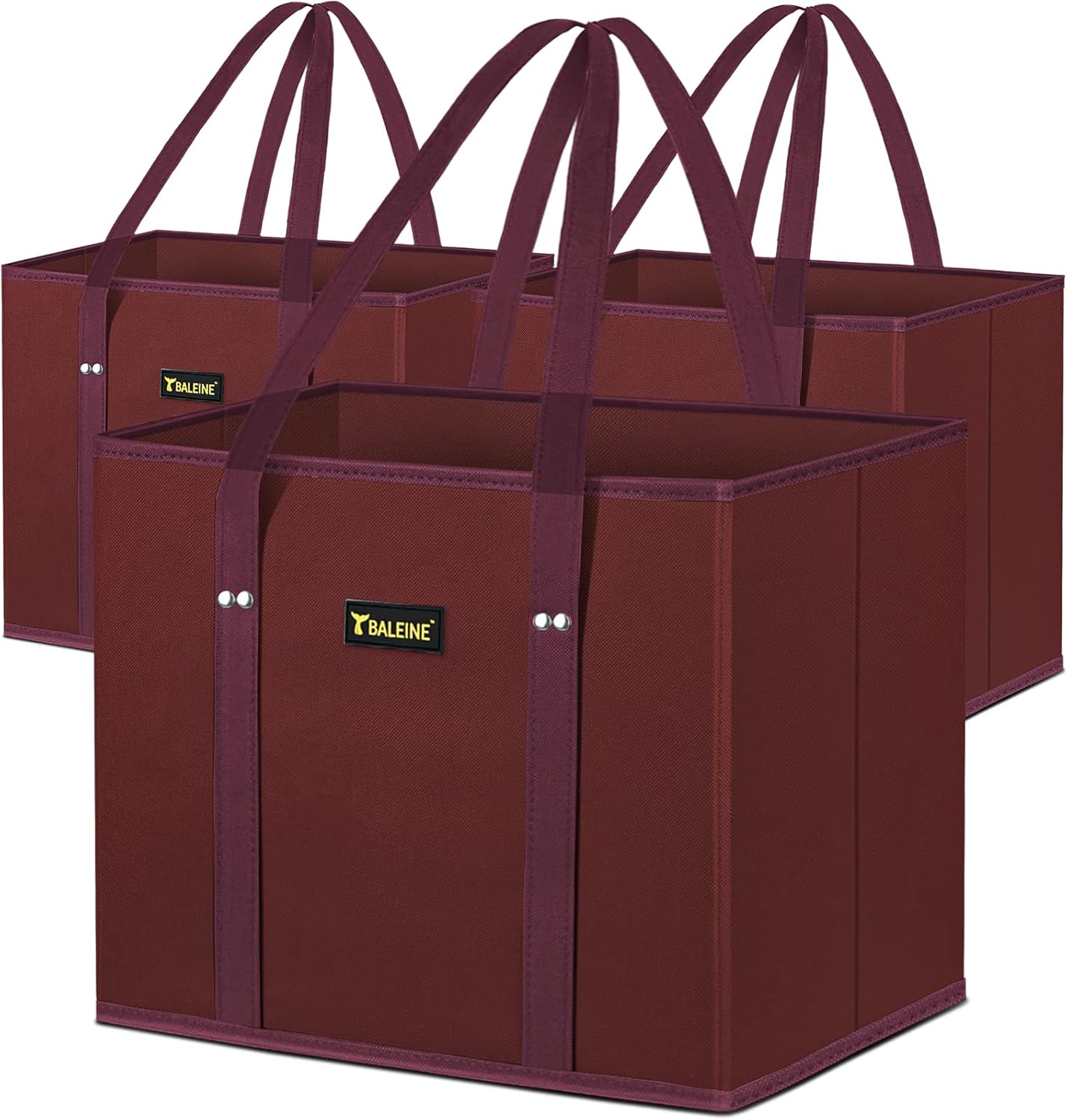 🛍️ Extra Large Reusable Shopping Bags 4-Pack | Foldable Box Tote with Reinforced Bottom