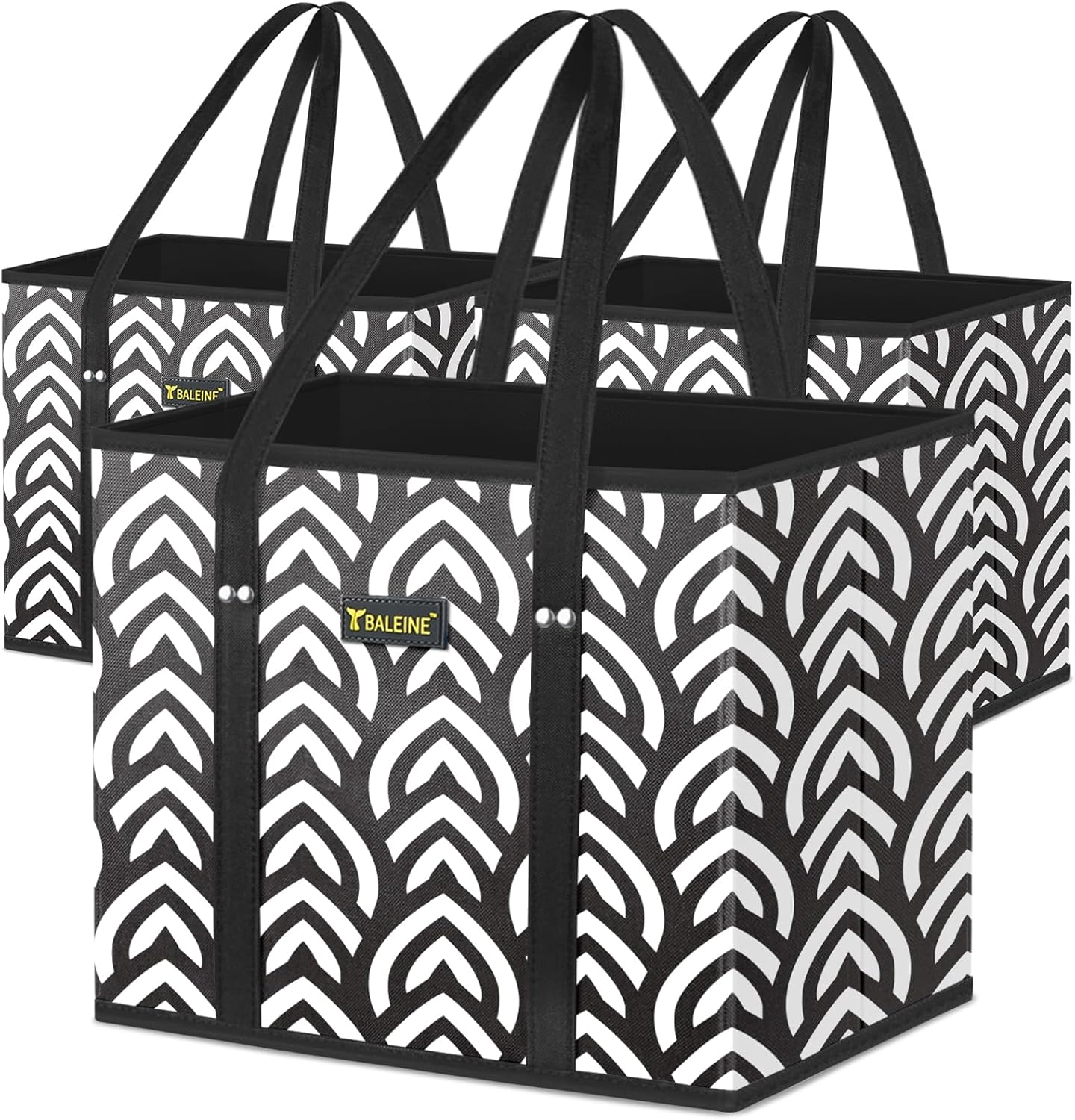 🛍️ Extra Large Reusable Shopping Bags 4-Pack | Foldable Box Tote with Reinforced Bottom