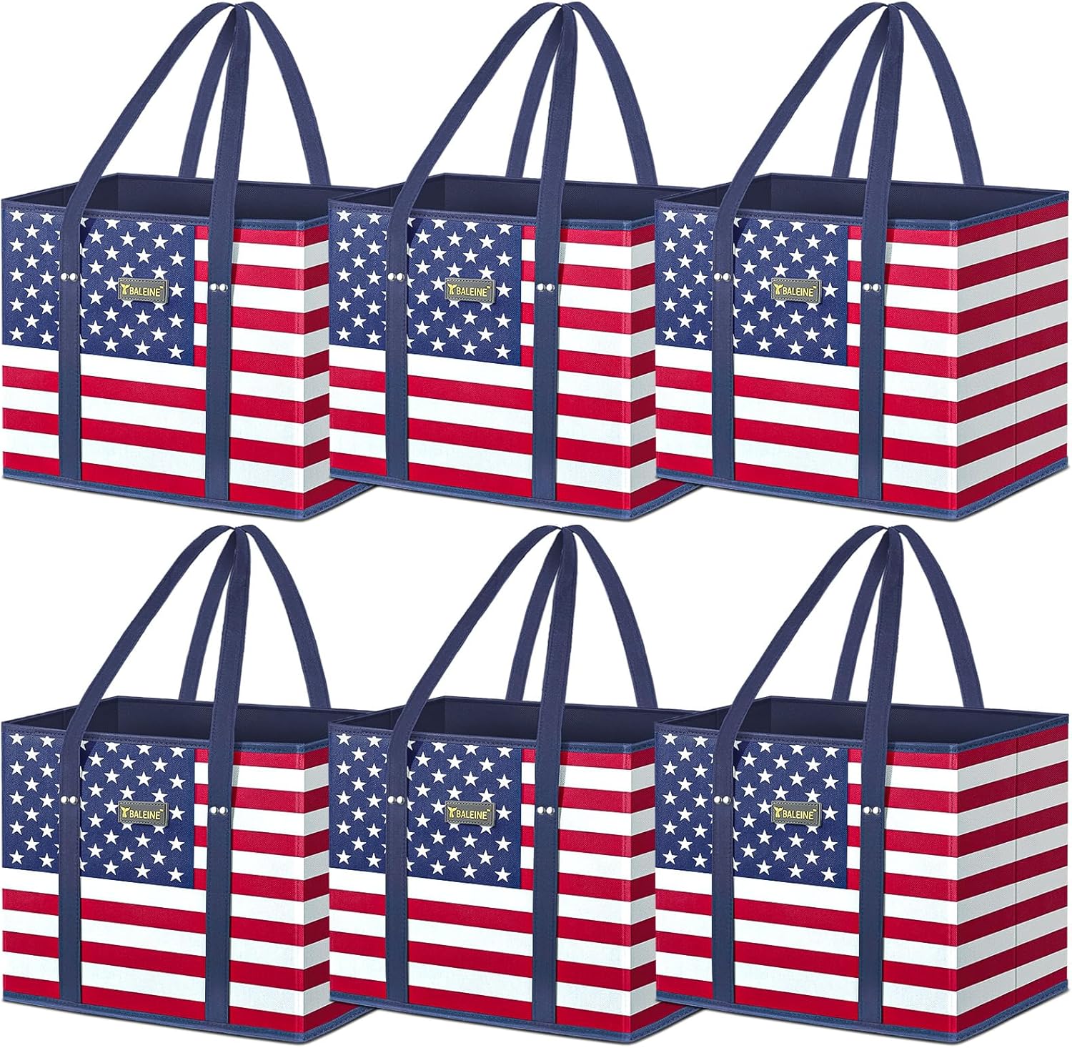 🛍️ Extra Large Reusable Shopping Bags 4-Pack | Foldable Box Tote with Reinforced Bottom
