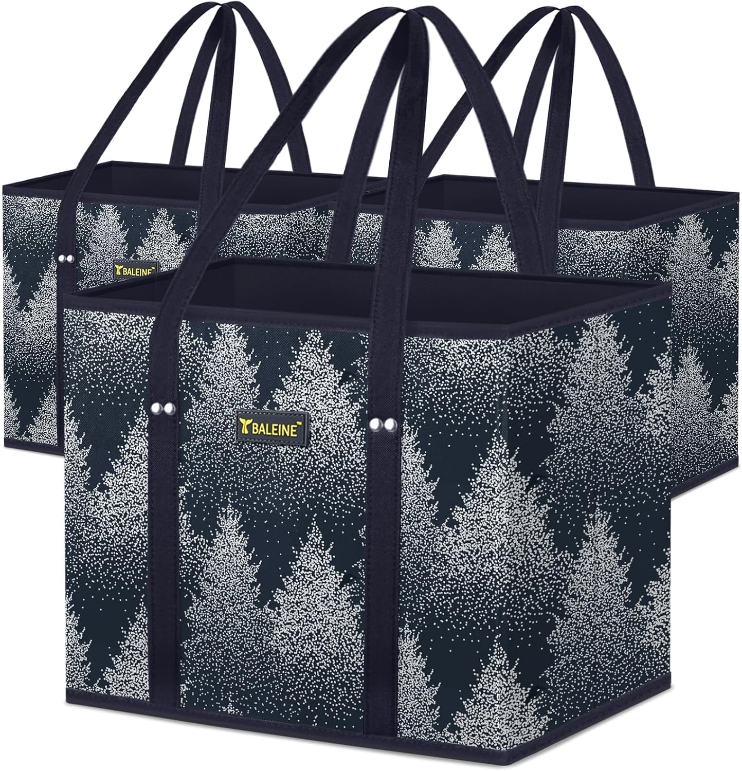 🛍️ Extra Large Reusable Shopping Bags 4-Pack | Foldable Box Tote with Reinforced Bottom