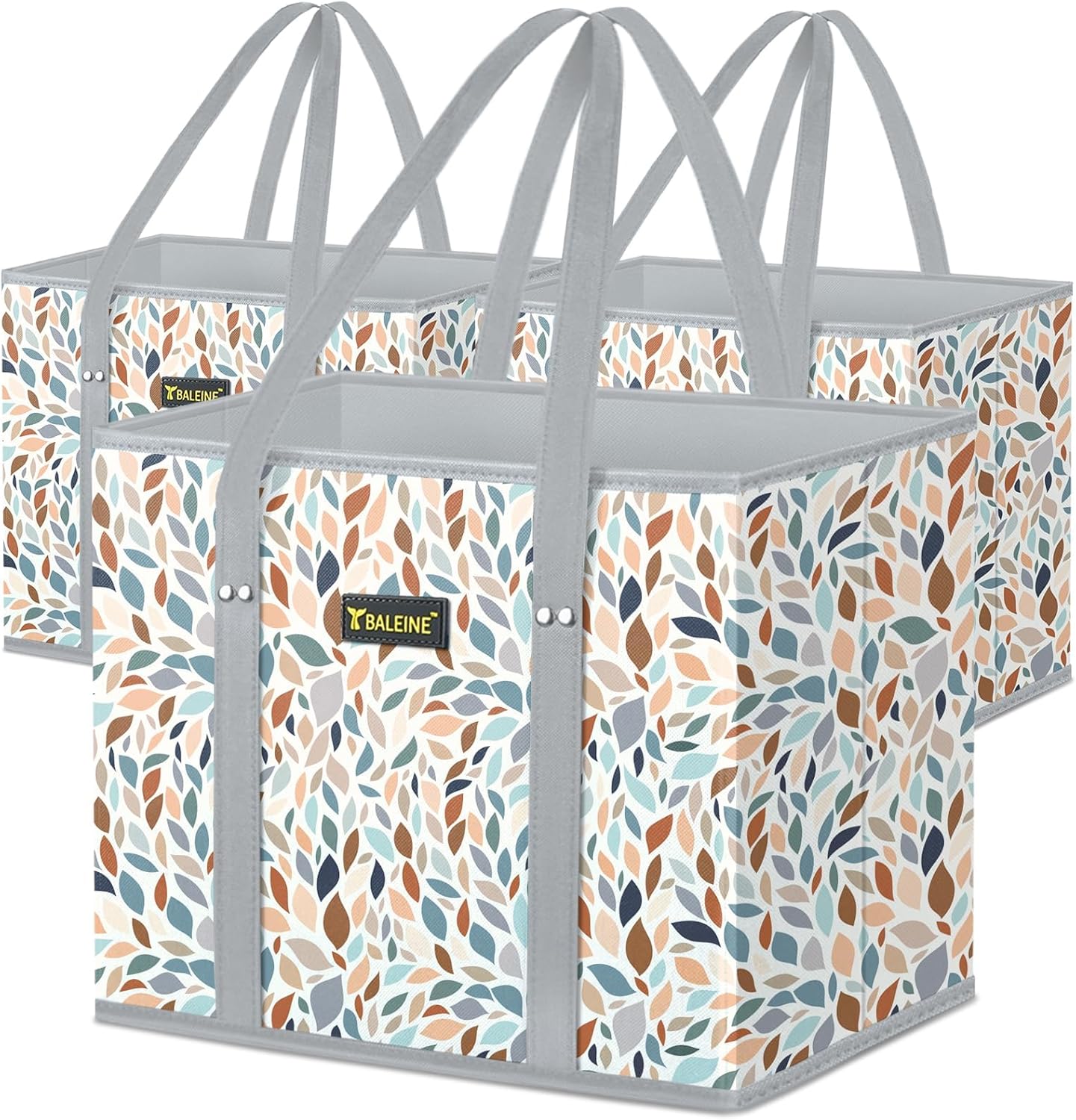 🛍️ Extra Large Reusable Shopping Bags 4-Pack | Foldable Box Tote with Reinforced Bottom