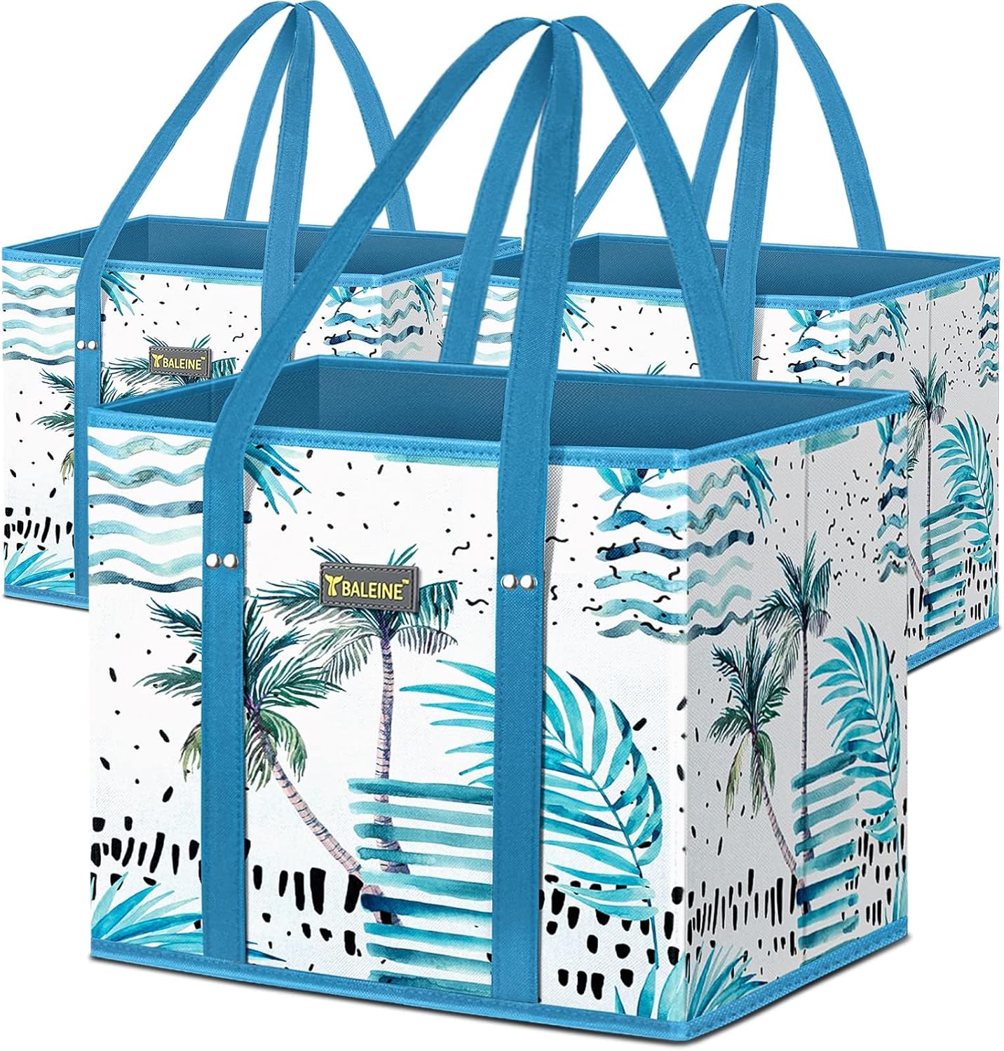🛍️ Extra Large Reusable Shopping Bags 4-Pack | Foldable Box Tote with Reinforced Bottom