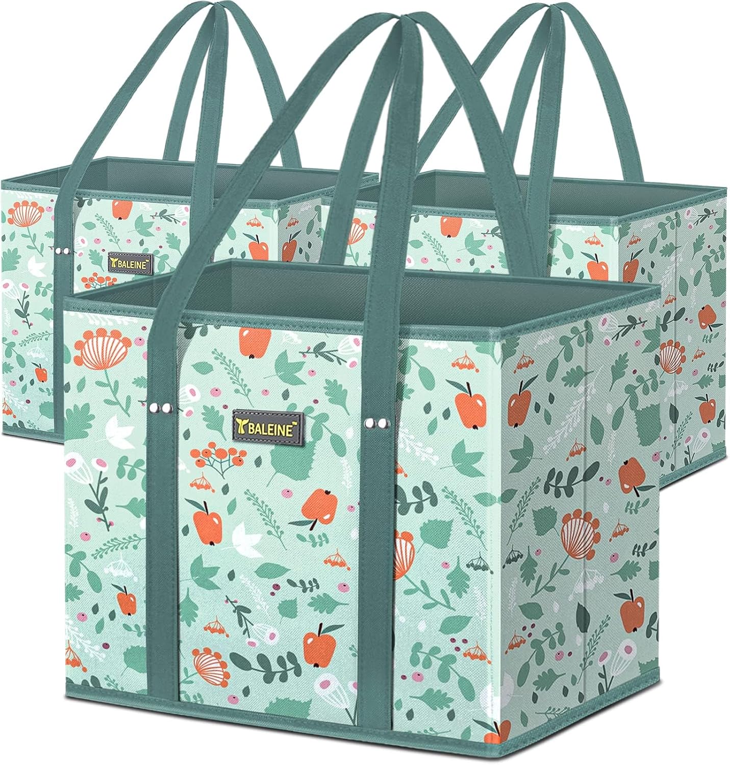 🛍️ Extra Large Reusable Shopping Bags 4-Pack | Foldable Box Tote with Reinforced Bottom