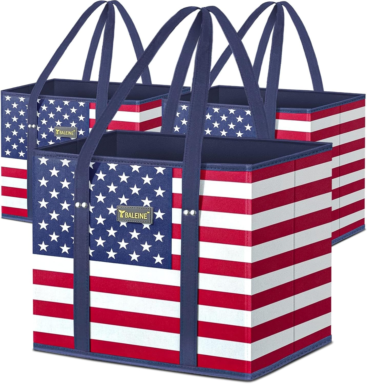 🛍️ Extra Large Reusable Shopping Bags 4-Pack | Foldable Box Tote with Reinforced Bottom