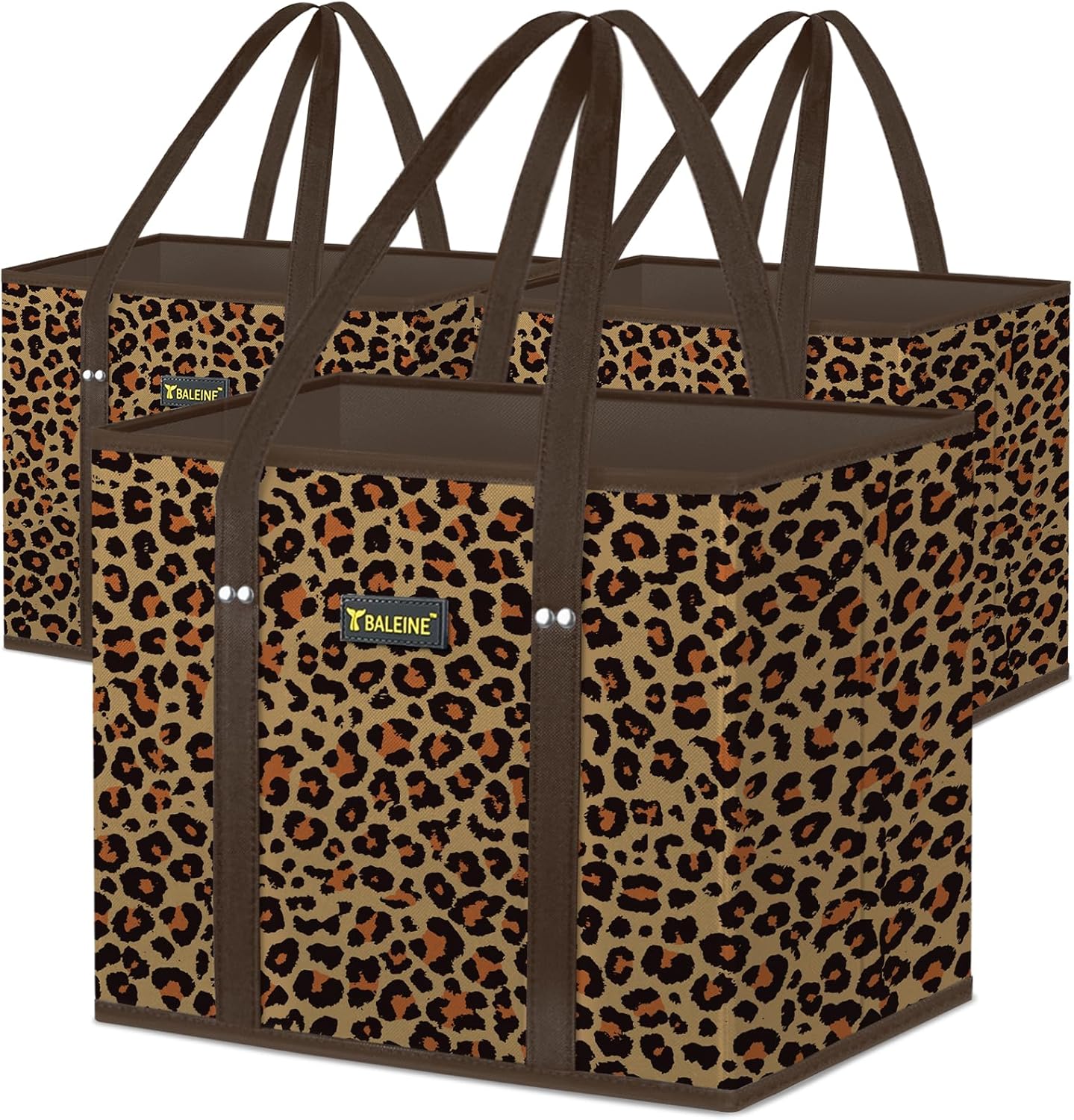 🛍️ Extra Large Reusable Shopping Bags 4-Pack | Foldable Box Tote with Reinforced Bottom