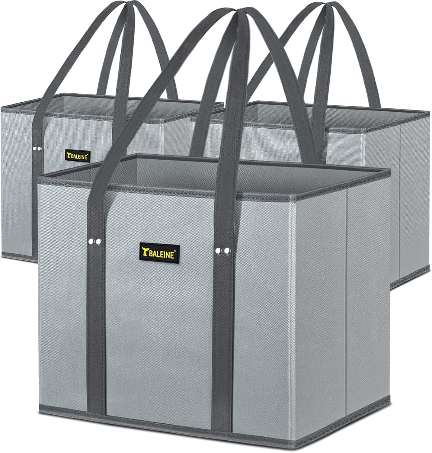 🛍️ Extra Large Reusable Shopping Bags 4-Pack | Foldable Box Tote with Reinforced Bottom