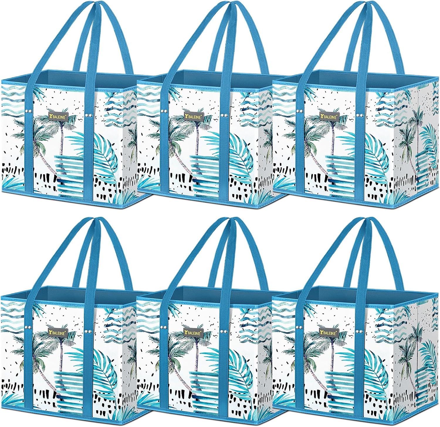 🛍️ Extra Large Reusable Shopping Bags 4-Pack | Foldable Box Tote with Reinforced Bottom