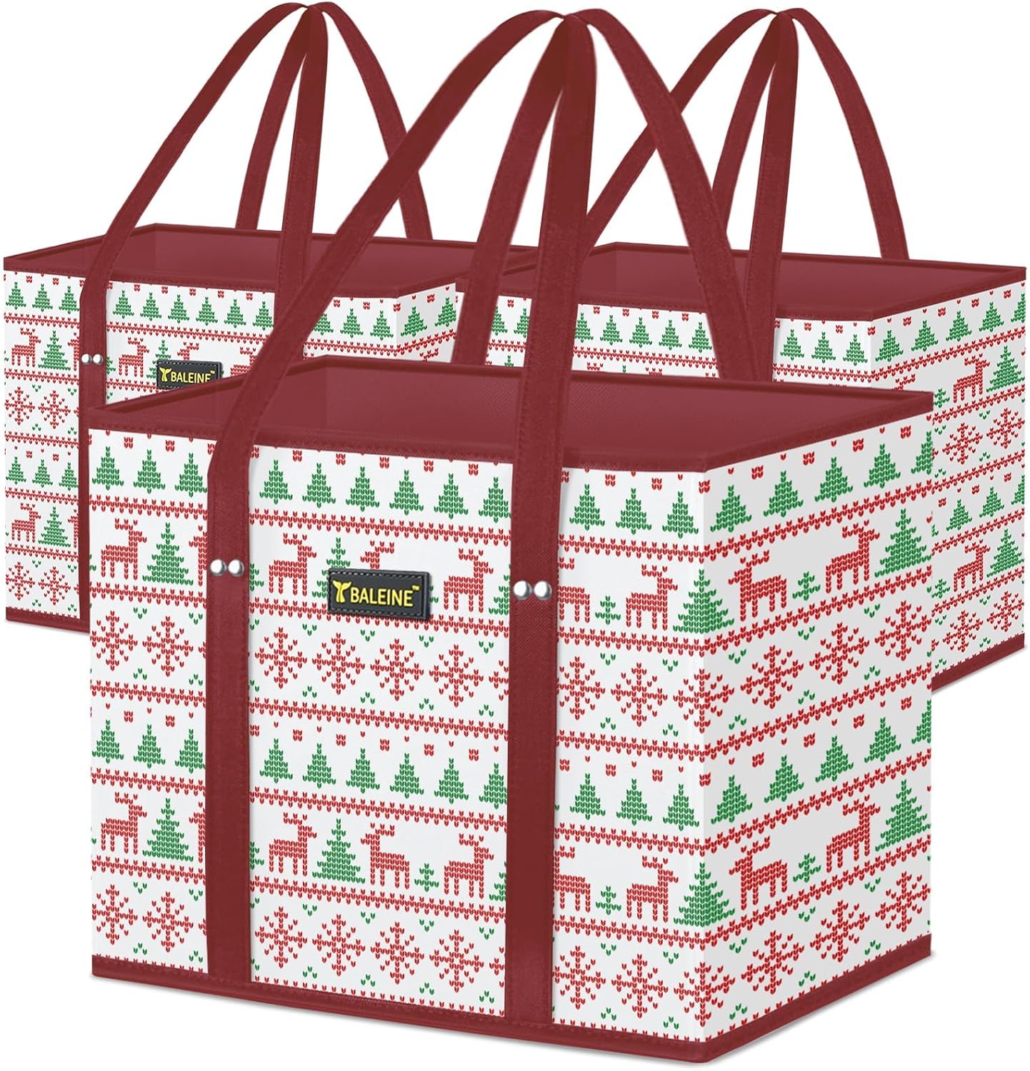 🛍️ Extra Large Reusable Shopping Bags 4-Pack | Foldable Box Tote with Reinforced Bottom