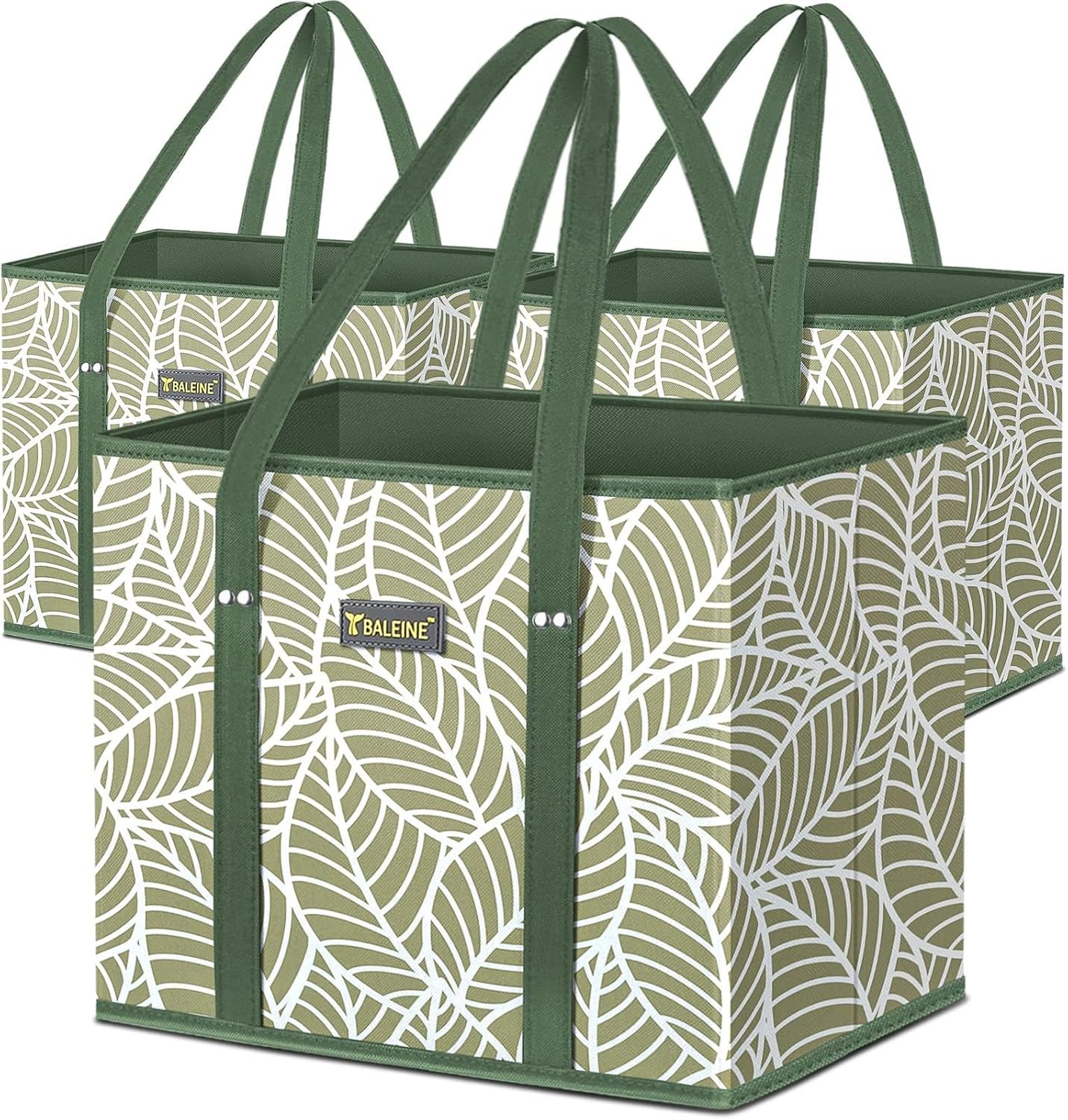 🛍️ Extra Large Reusable Shopping Bags 4-Pack | Foldable Box Tote with Reinforced Bottom