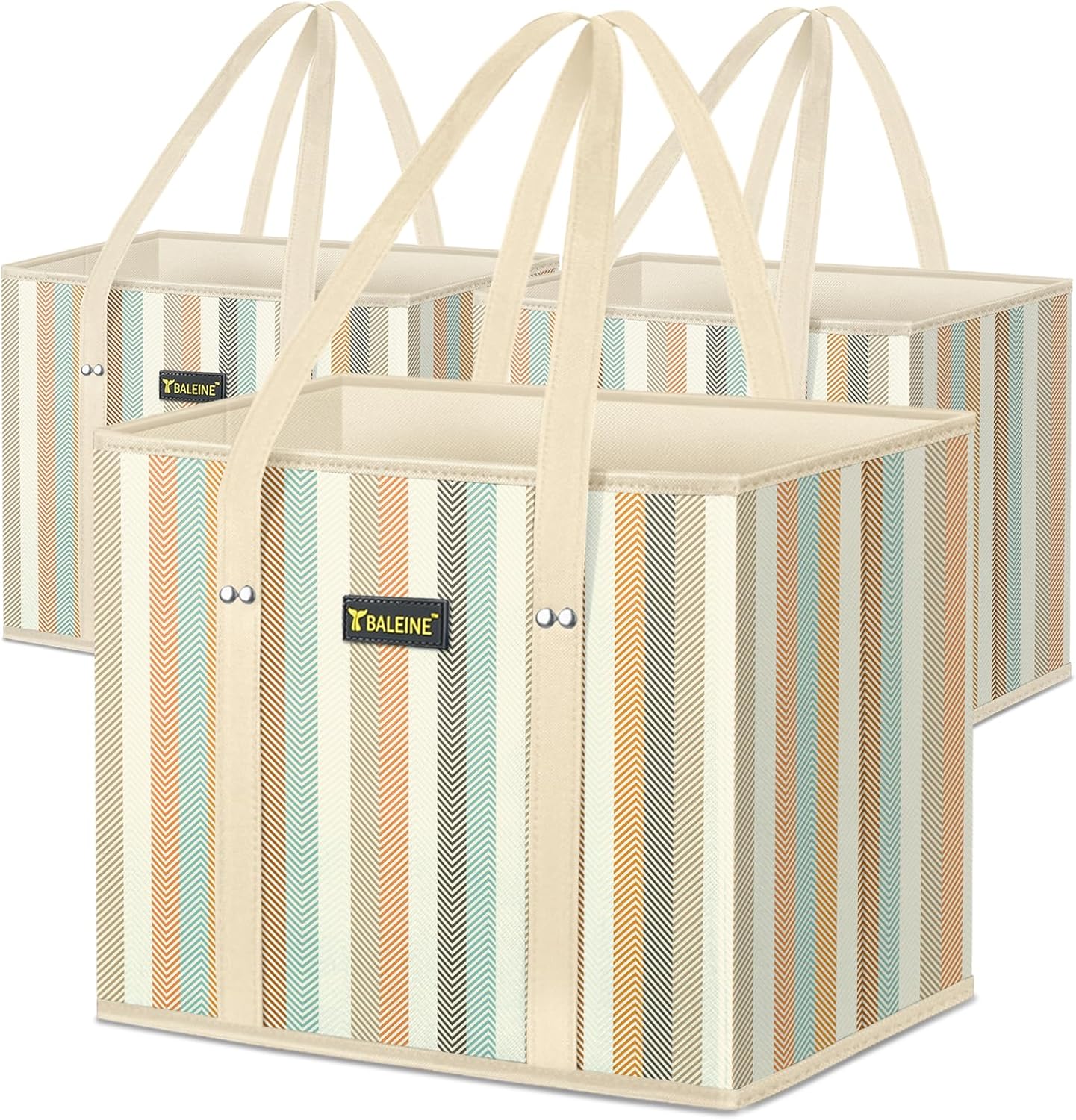 🛍️ Extra Large Reusable Shopping Bags 4-Pack | Foldable Box Tote with Reinforced Bottom